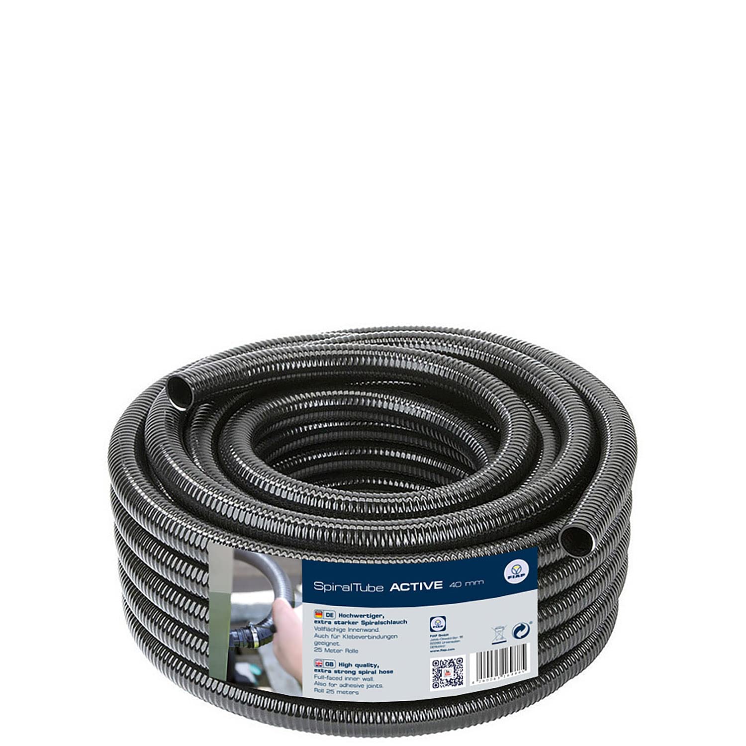FIAP SpiralTube ACTIVE 20 mm - Spiralschlauch - Rollenlänge 25 m - 3/4" - Teichschlauch - Teichbau - Teichzubehör - schwarz