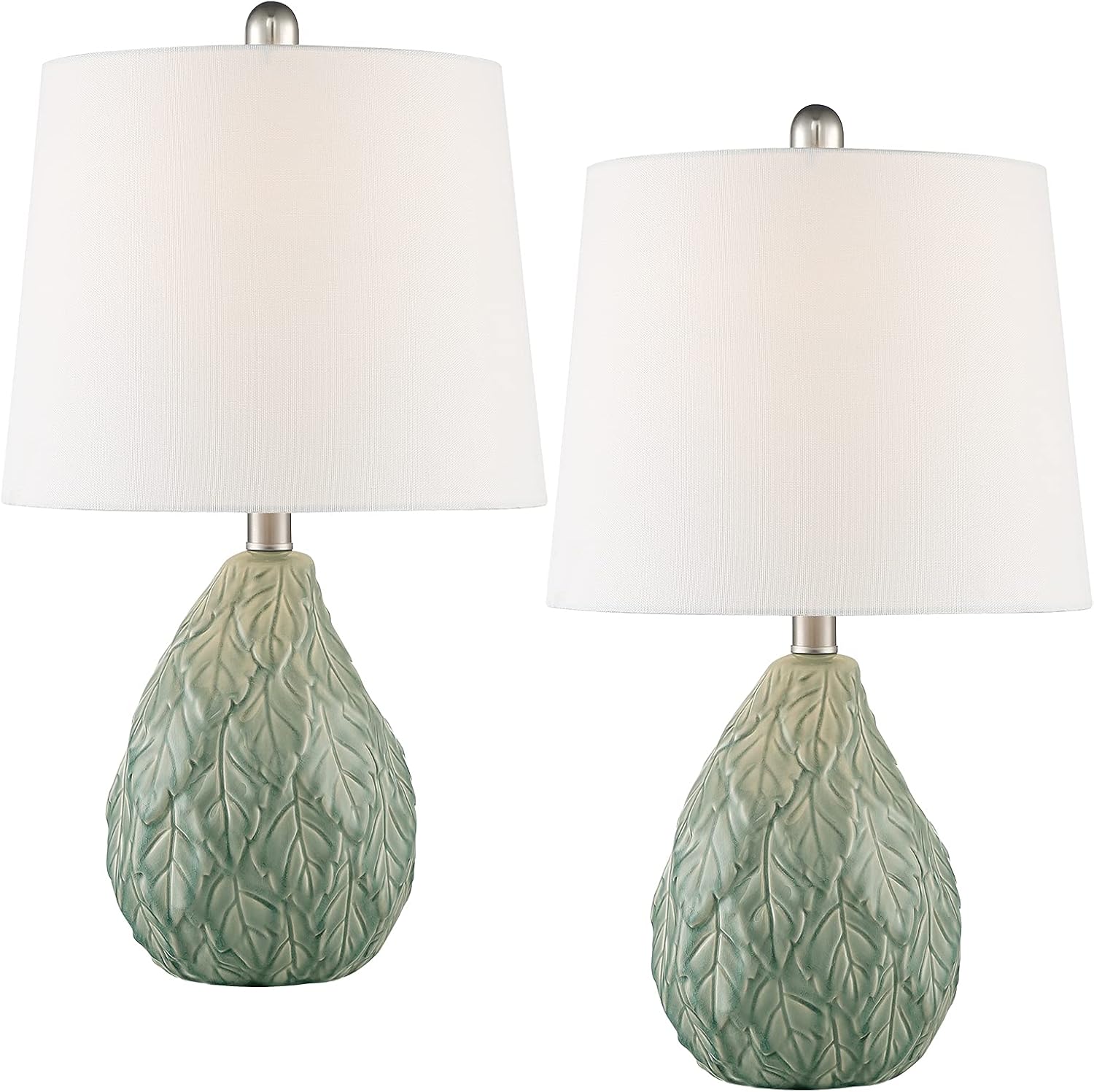 Exclusive Discount 🔥 Maxax Table Lamps, Ceramic Nightstand Lamps Set of 2 with White Shade Bedside Desk Lamps for Bedroom, Living Room, Office,Green Finish