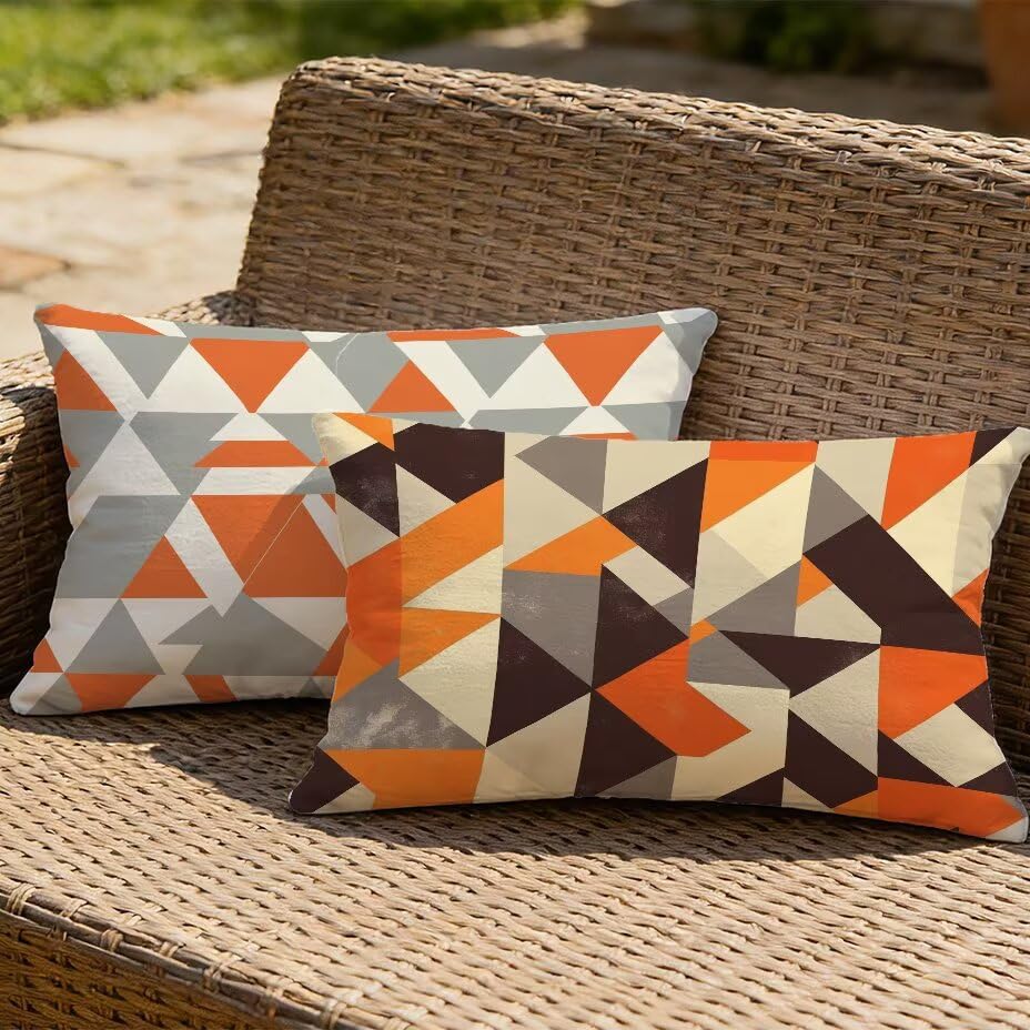 Housses de coussin de jardin imperméables 40x80 cm lot de 2 protection anti-UV effet lin