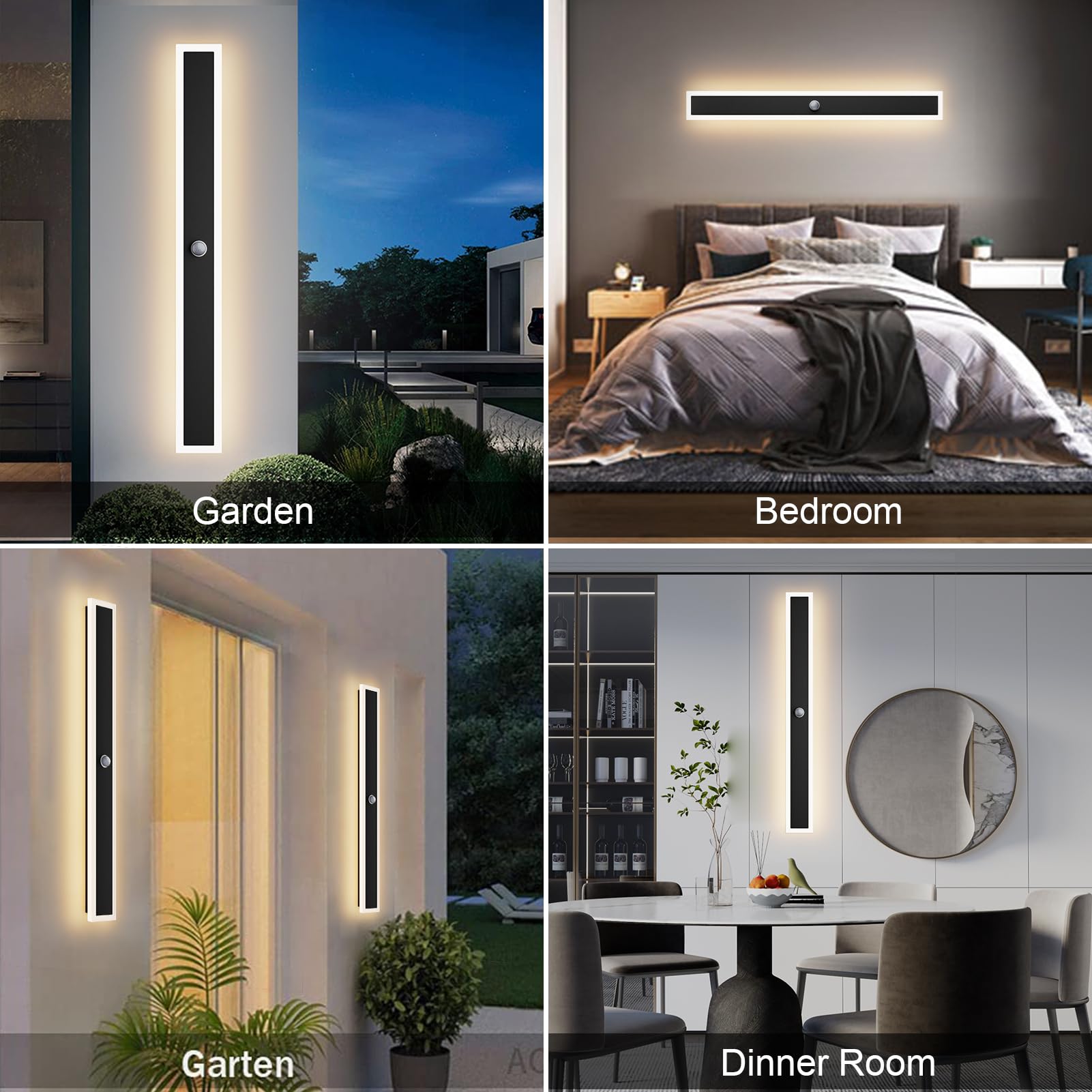 Aipsun 2 Packs Motion Outdoor Wall Lights, Black LED Exterior Light ...