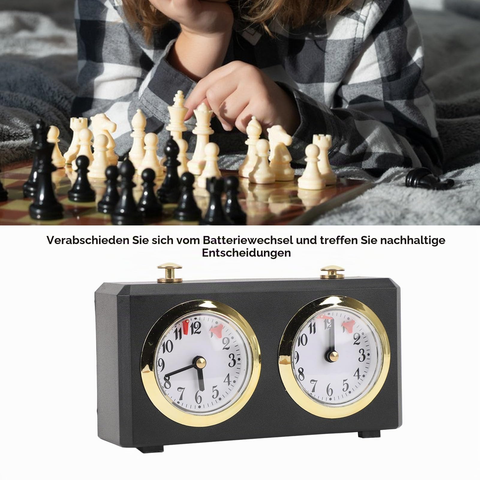 Analoge Schachuhr, professioneller Aufzieh-Multifunktionsmechanismus | tragbar, große, leicht ablesbare Zifferblätter, chinesische Schachwettbewerbe, Vintage, mechanischer (Black)