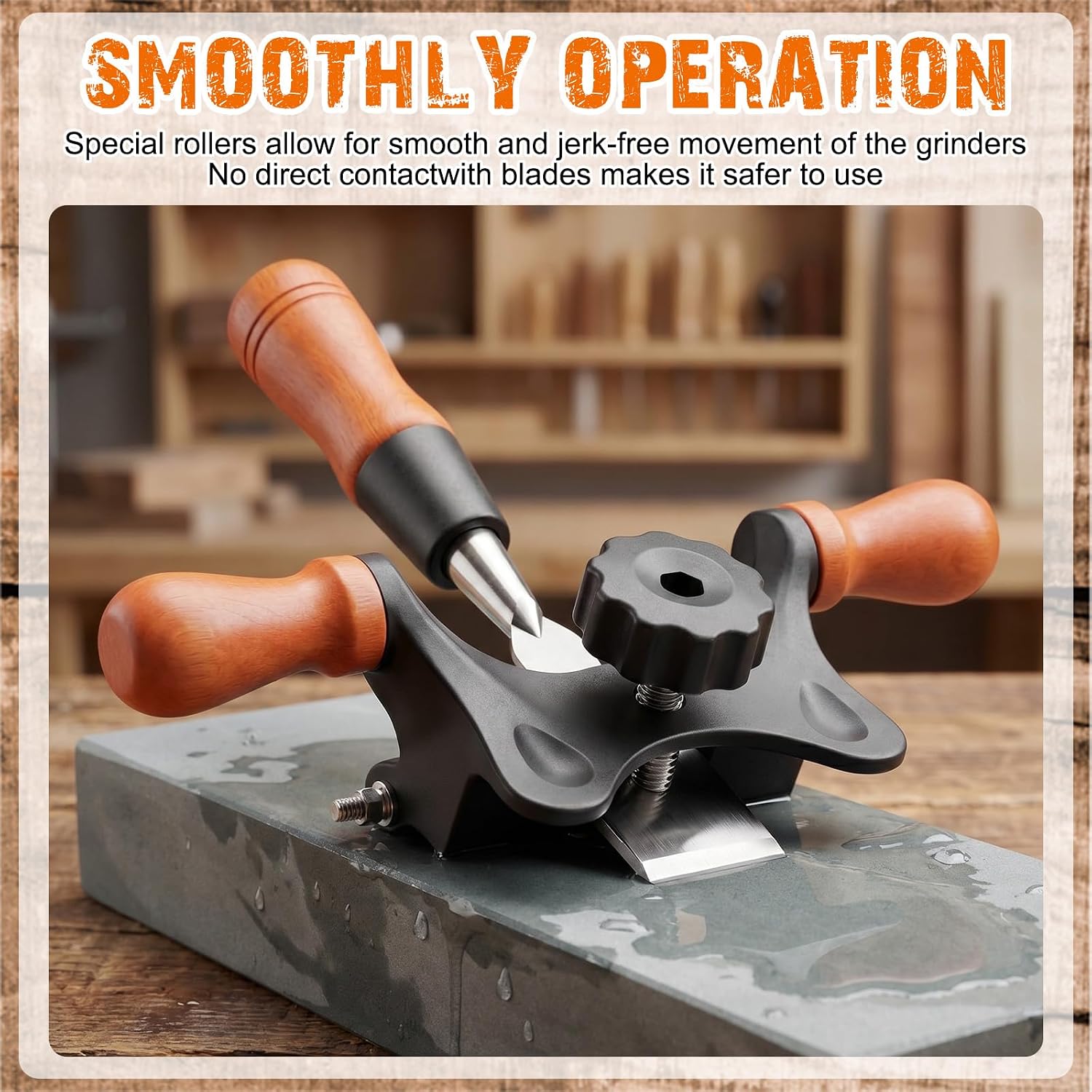 Honing Guide Sharpening Jig for Chisel & Plane Blade Holder with Wooden Handles, Labor-saving Aluminum Alloy Sharpening Aid for Woodworking Beginners