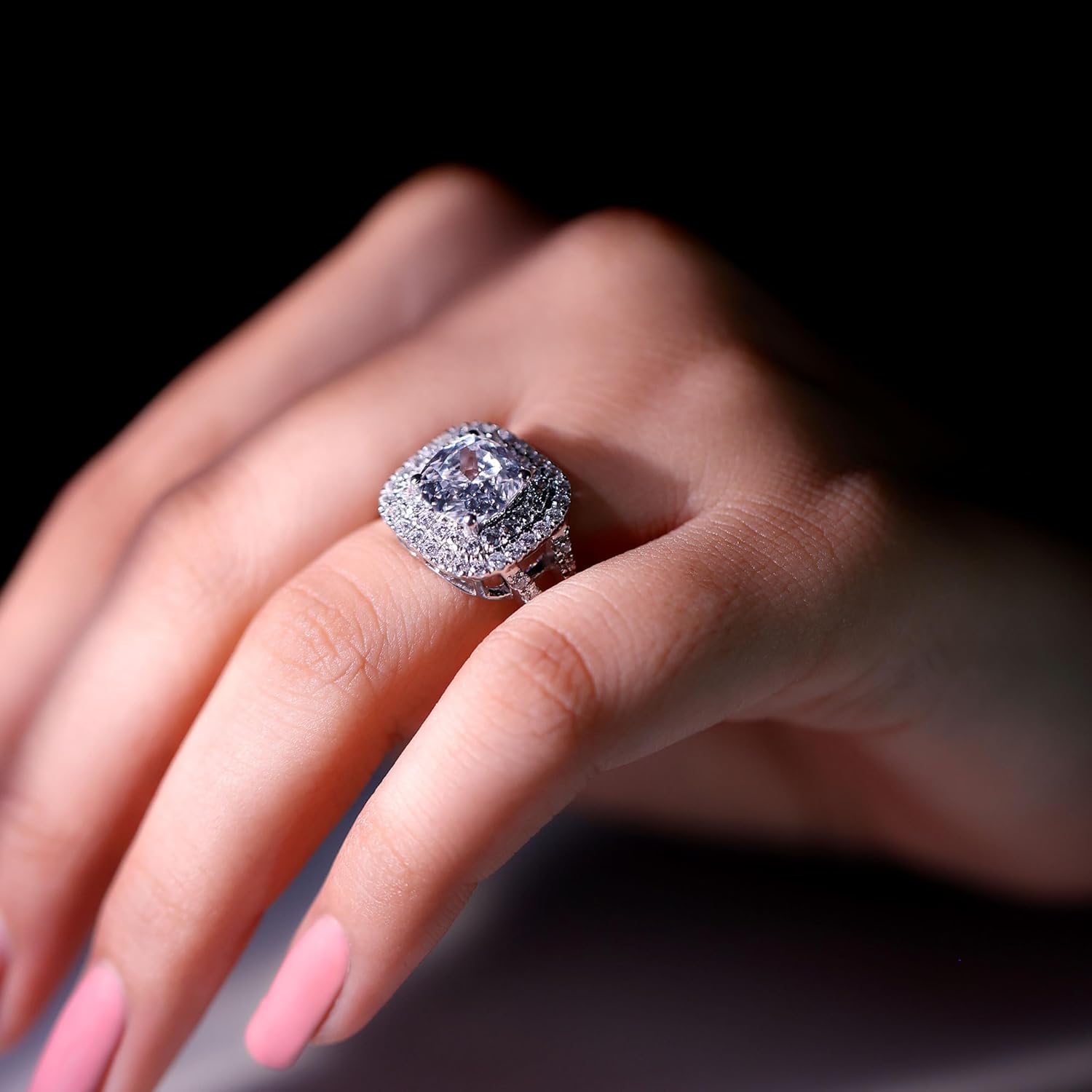 Certified 3 Carat CZ Diamond Engagement Ring in Silver, Aaaa Quality, Cubic Zirconia Statement Ring - Ready To Gift