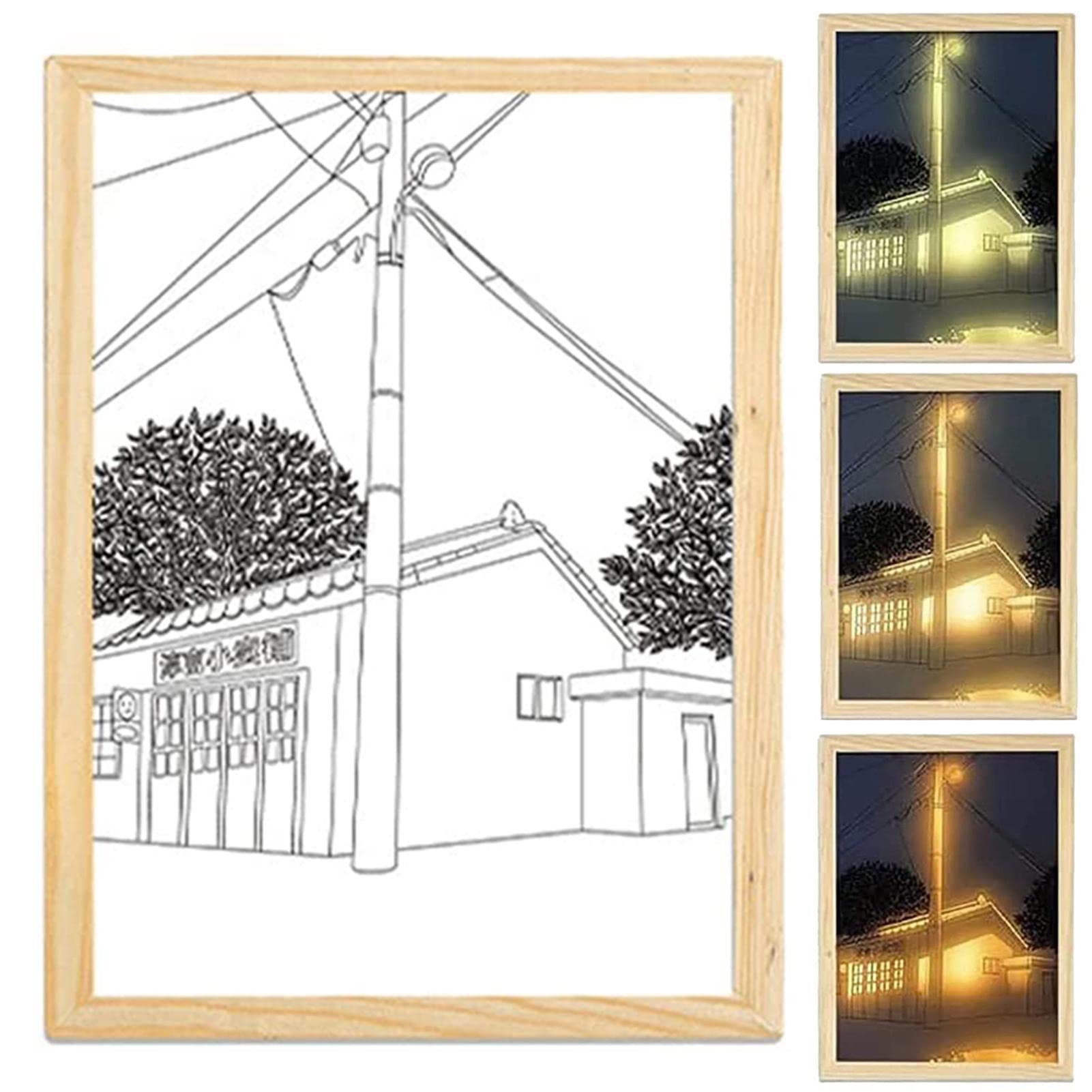 Amazon.co.jp: 光るフォトフレーム、ミニマリストの照明絵画装飾、LED