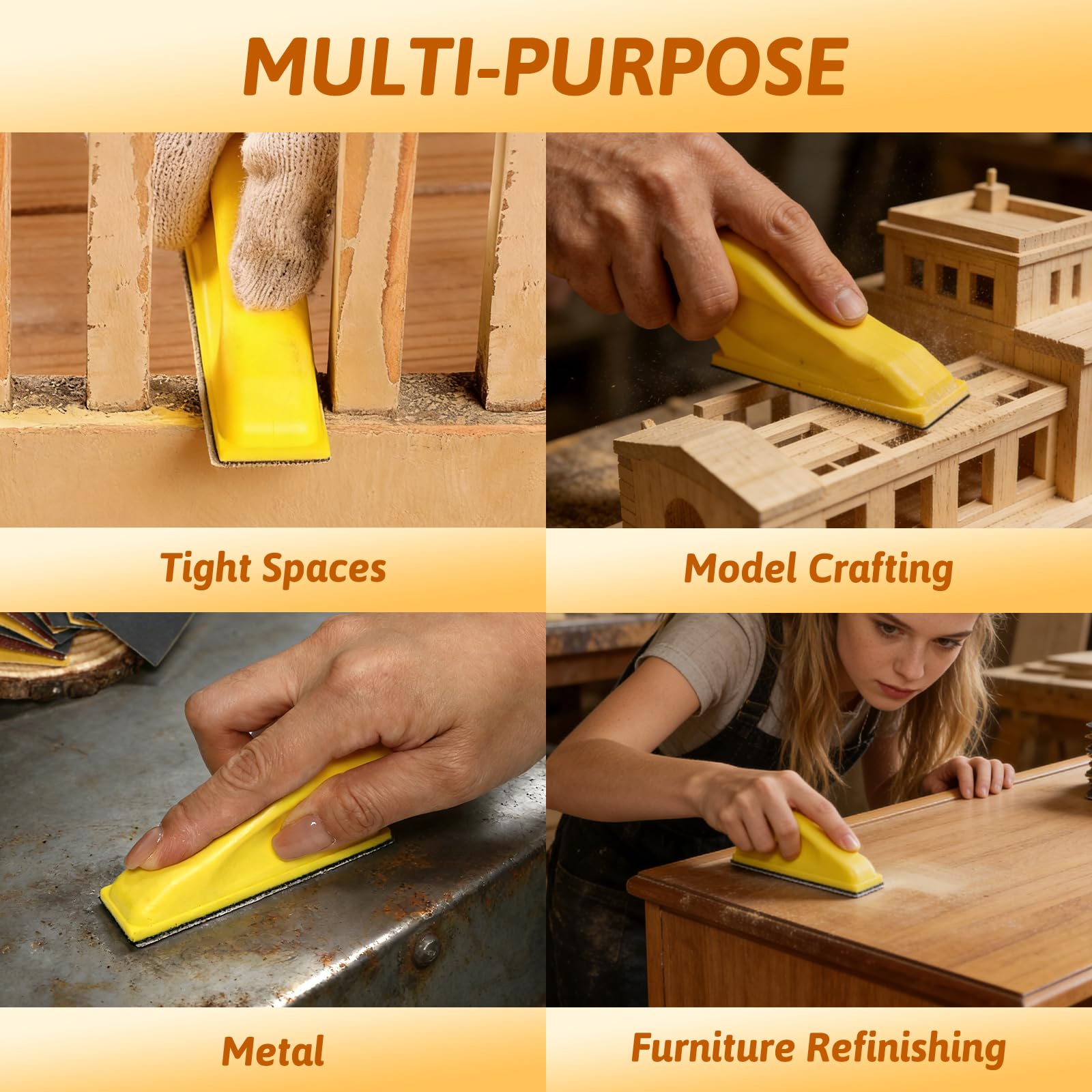 180 PCS Mini Detail Sanding Kit, 80-1000 Grit Sandpaper with Finger Sanding Blocks for Small Areas and Corners, Ideal for Woodworking, Furniture Repair, Crafts and DIY - 3