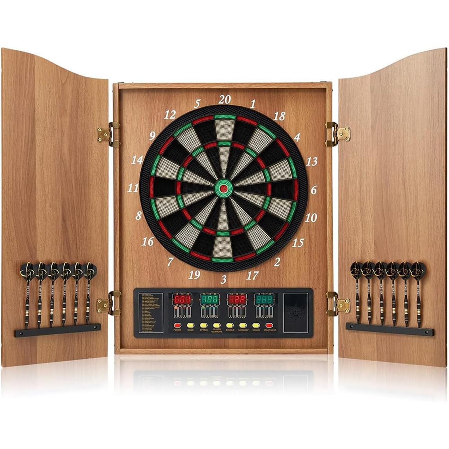 Anxyyds A Nxyyds Dart Board, Decorative Dart Board Cabinet Set [12*Soft Tip Darts], Electronic Dart Board - Wooden Cabinet Doors With Integrated Scoreboard For Family Game Rooms