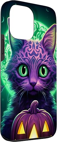 Miniatura 3 de iPhone 13 Pro Max - Disfraz de gato para Halloween, color morado y verde claro