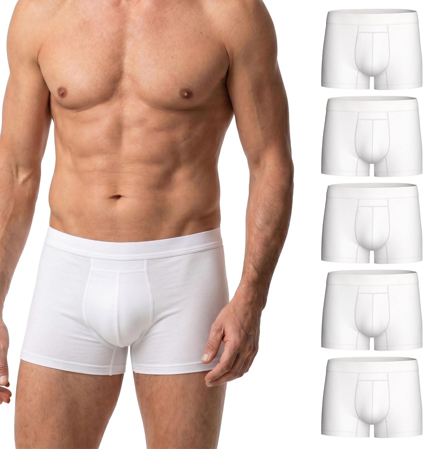 PROTECHDRY Washable & Reusable Urinary Incontinence Cotton Boxer Brief Underwear for Men - 5 Pack