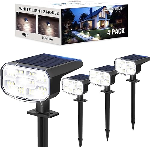 Miniatura 26 de Focos solares para exteriores, impermeables, IP65, paquete de 4, 2 CCT (3000 K/6500 K), 4 modos de iluminación seleccionables, luces solares solares