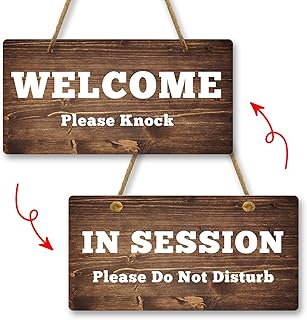 Do Not Disturb Hanging Sign for Business Office Therapist Treatment In Session Plaque Welcome Please Knock Sign for Offices Clinics Law Firms Hotel During Therapy Spa 10x5 Inches Double Sided Sign