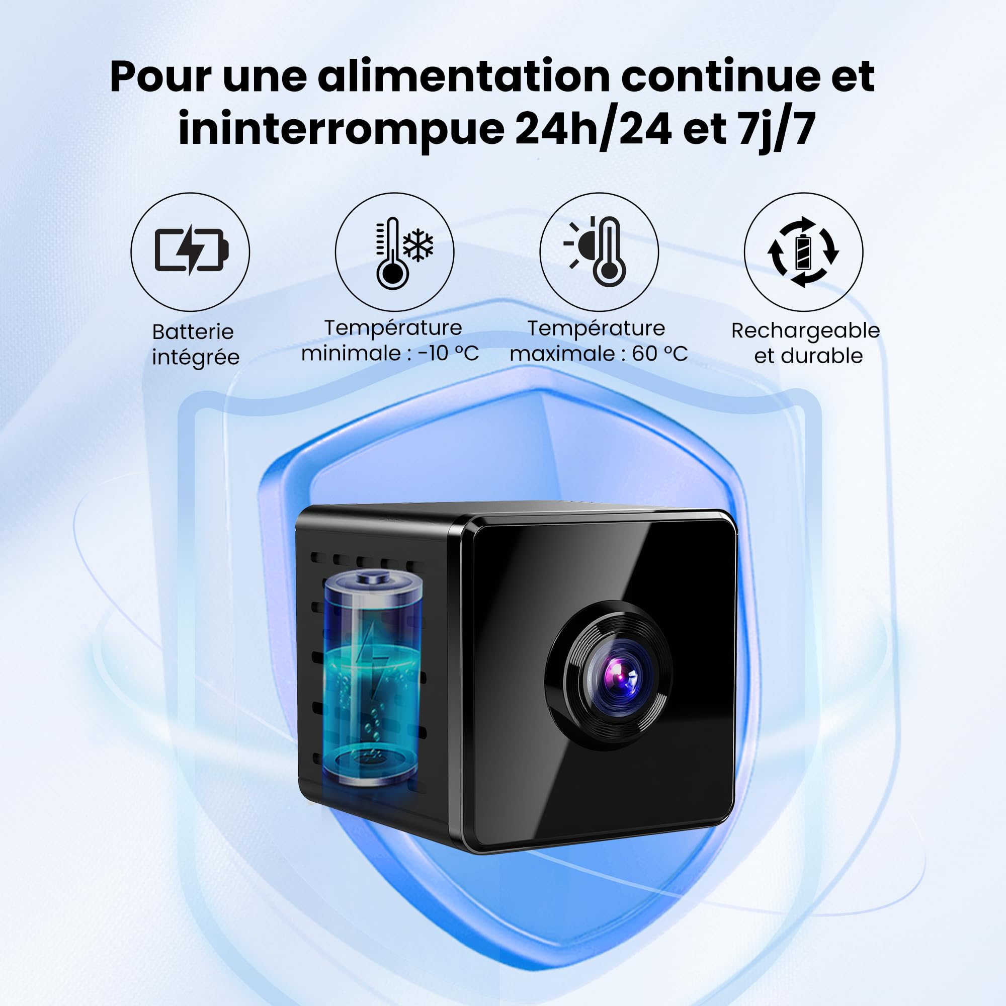 Caméra Espion Mini 4K Vision Nocturne WiFi - Caméra de Sécurité Intérieure Détection de Mouvement - Stockage Cloud Carte SD Batterie Intégrée