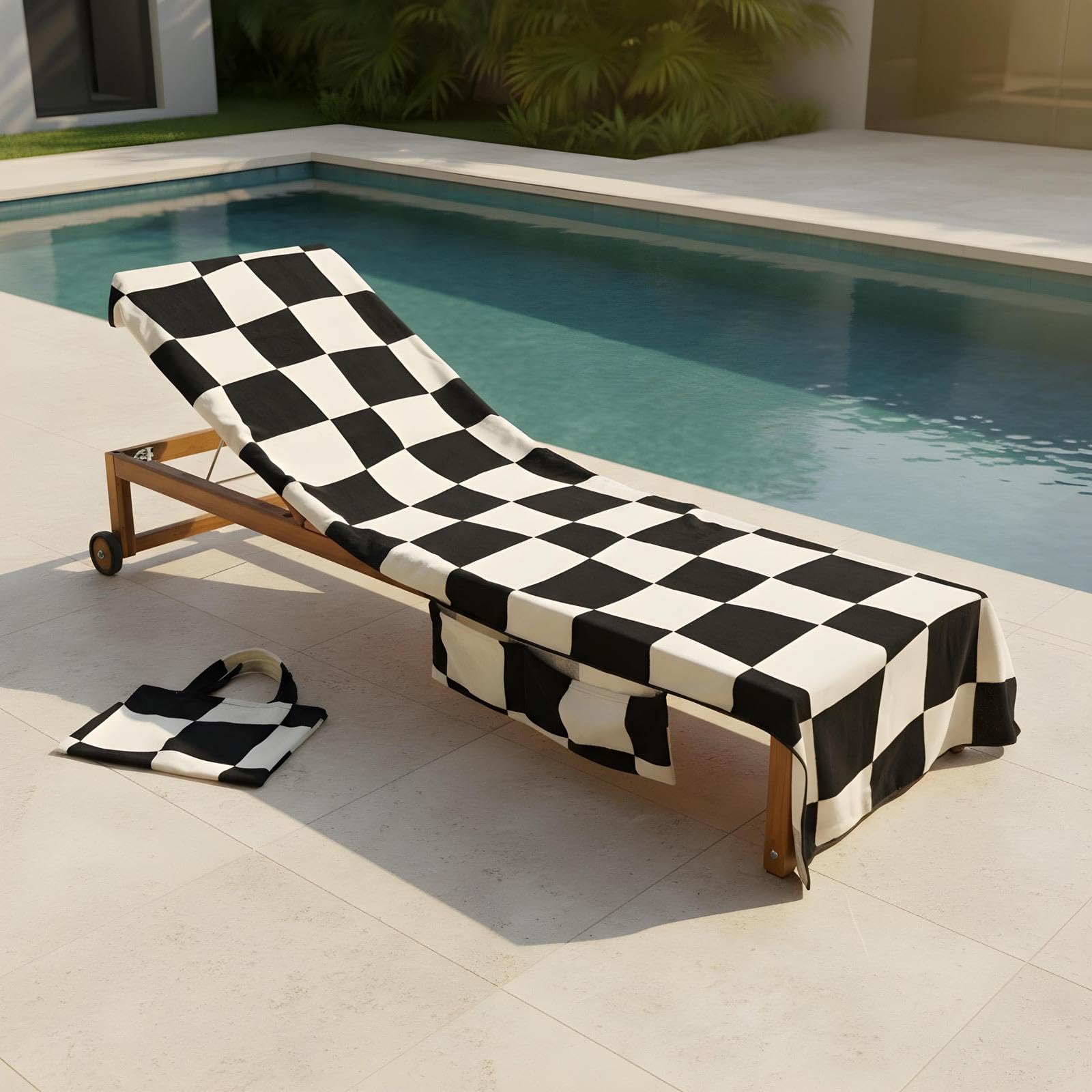 OHS Beach Towel - Checkerboard Print - Quick Dry - Absorbent