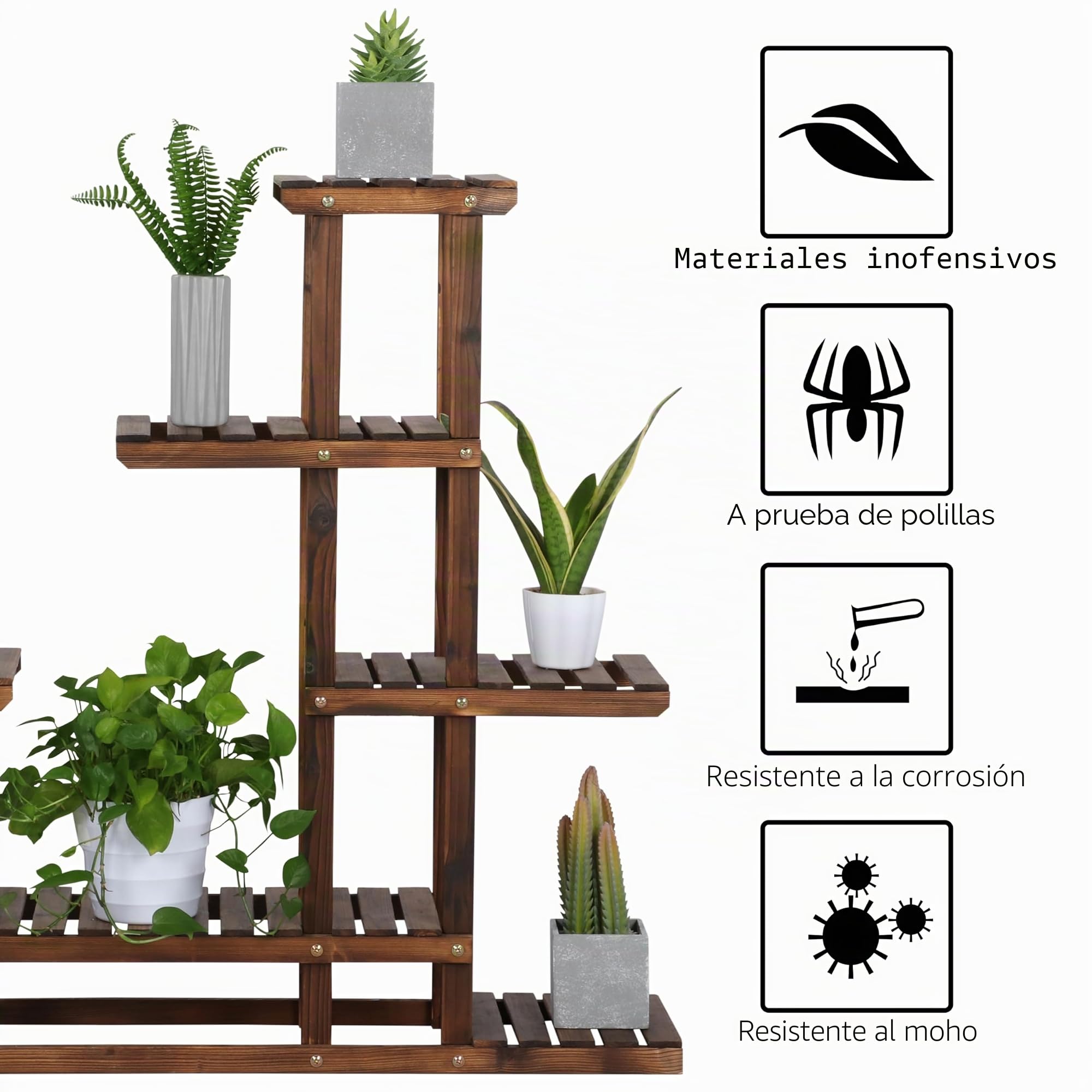 Yaheetech Estanteria para Plantas de Madera para 12-13 Plantas Soporte Plantas Interior/Exterior Soporte de Macetas Estante Decorativa de Escalera de Macetas para Jardín Salón Balcón