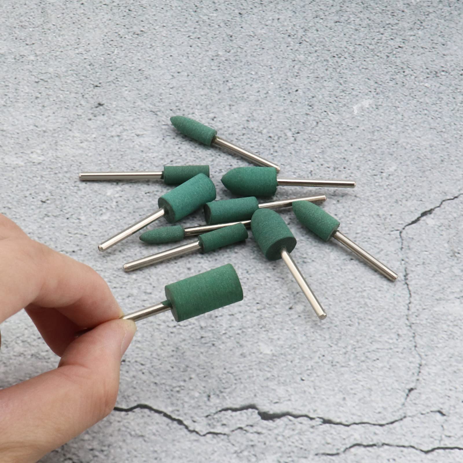 Create idea 30pcs Gomma Lucidatura Bit Cono Cilindro Forma Lucidatura Burrs Gioielli Ruota 3mm Mandrino 4mm 6mm 8mm 10mm 12mm Testa per Strumento Rotativo Trapano Elettrico Smerigliatrice