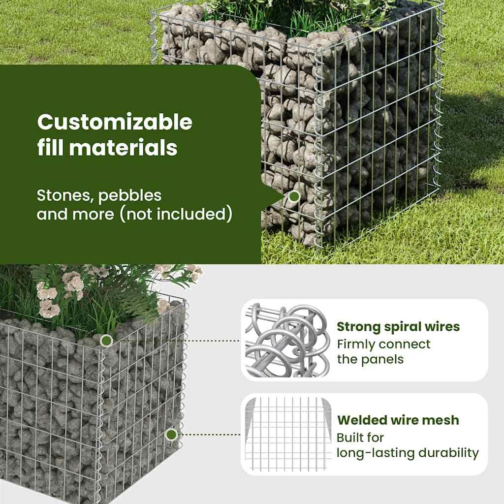 vidaXL Lit Surélevé à Gabion Acier Galvanisé 50x50x50 cm Jardinière Jardin