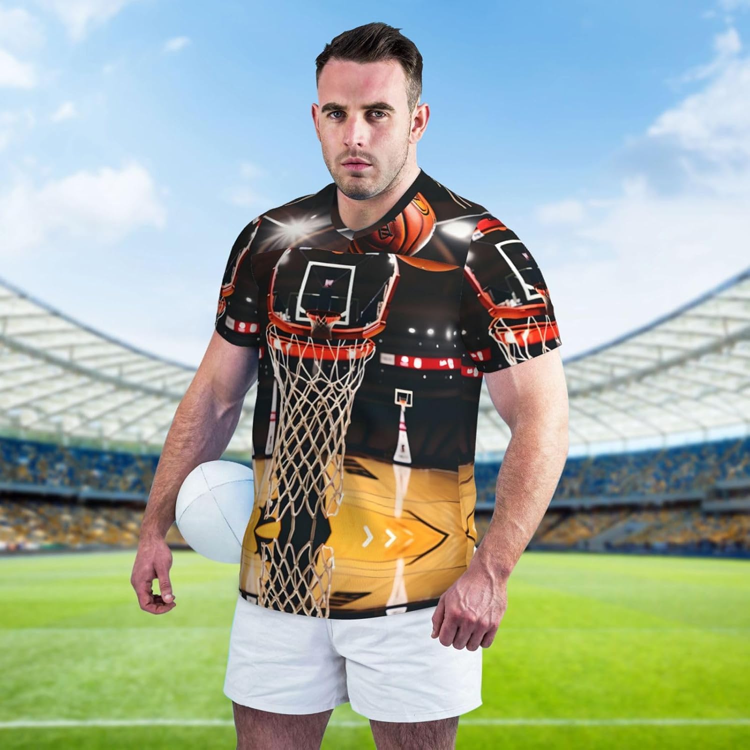 Basketball Rugby Football Jersey for Men, Comfortable V-Neck Loose Fit Top for Team Sports Athletics