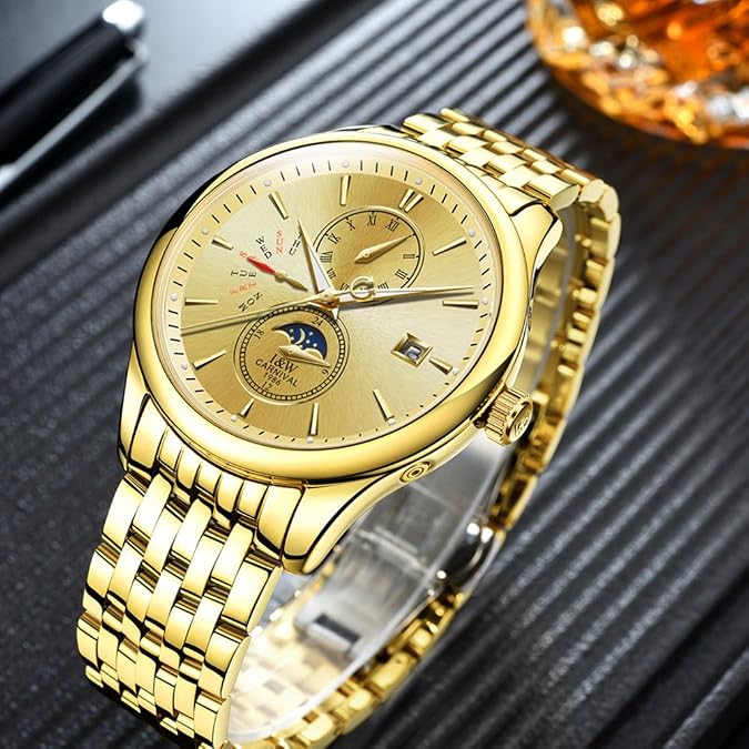 TEINTOP I&w Men's Complications Automatic Mechanical Watch (Gold)