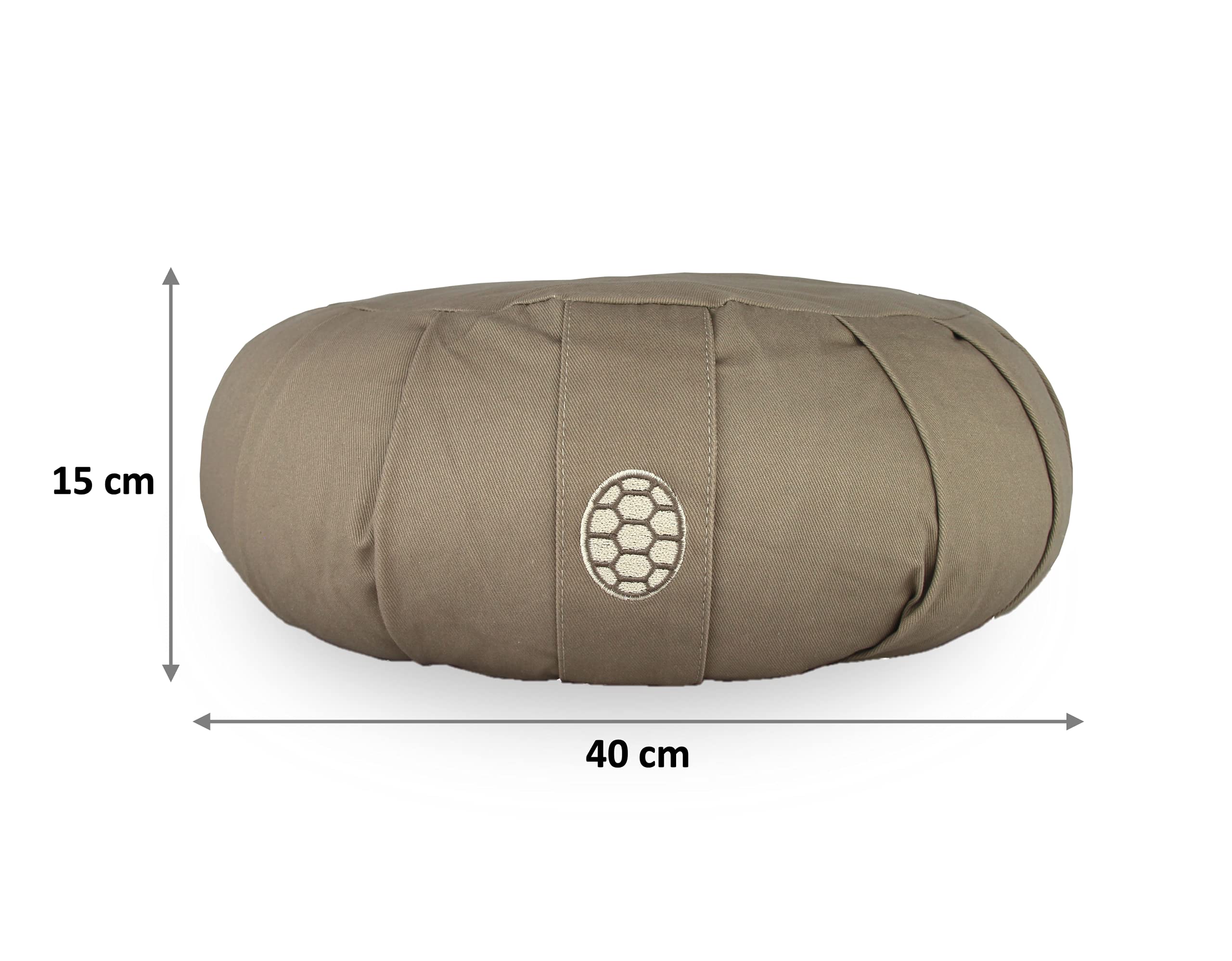 TORTUGA MEDITATION & YOGA - Cuscino Meditazione Yoga - imbottito in grano saraceno sostenibile - Modello TERRA - Design circolare - Altezza 15 cm - Fodera 100% cotone naturale facile da lavare