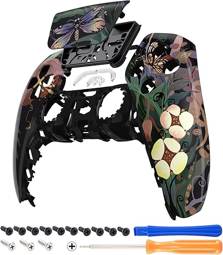 eXtremeRate Mysterious Garden Touchpad - Carcasa frontal compatible con controlador ps5 BDM-010 BDM-020 BDM-030 BDM-040, carcasa de repuesto para
