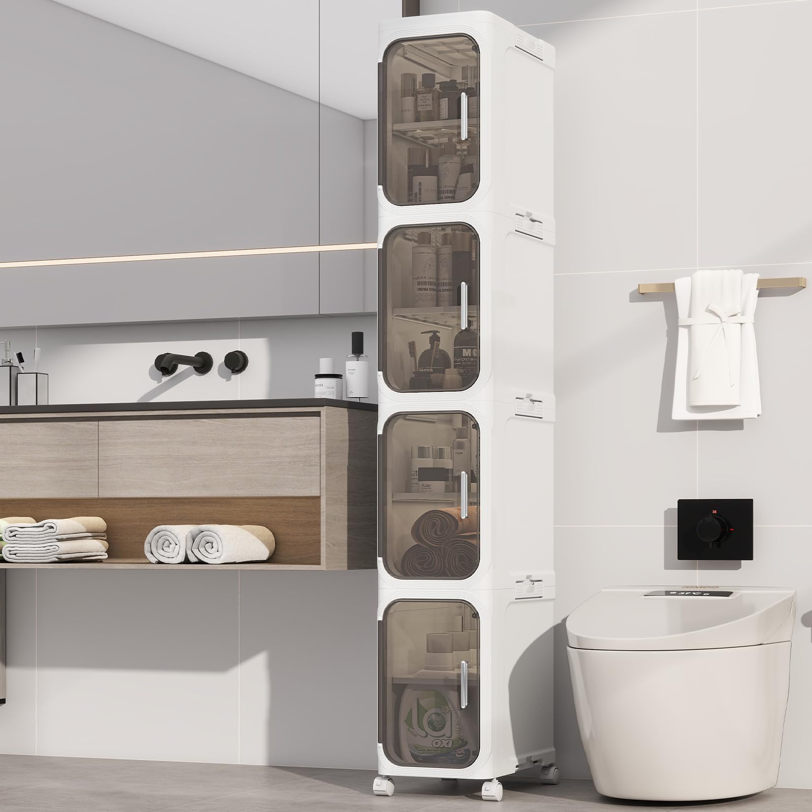 Neathub 4 Tier Foldable Bathroom Storage Cabinet