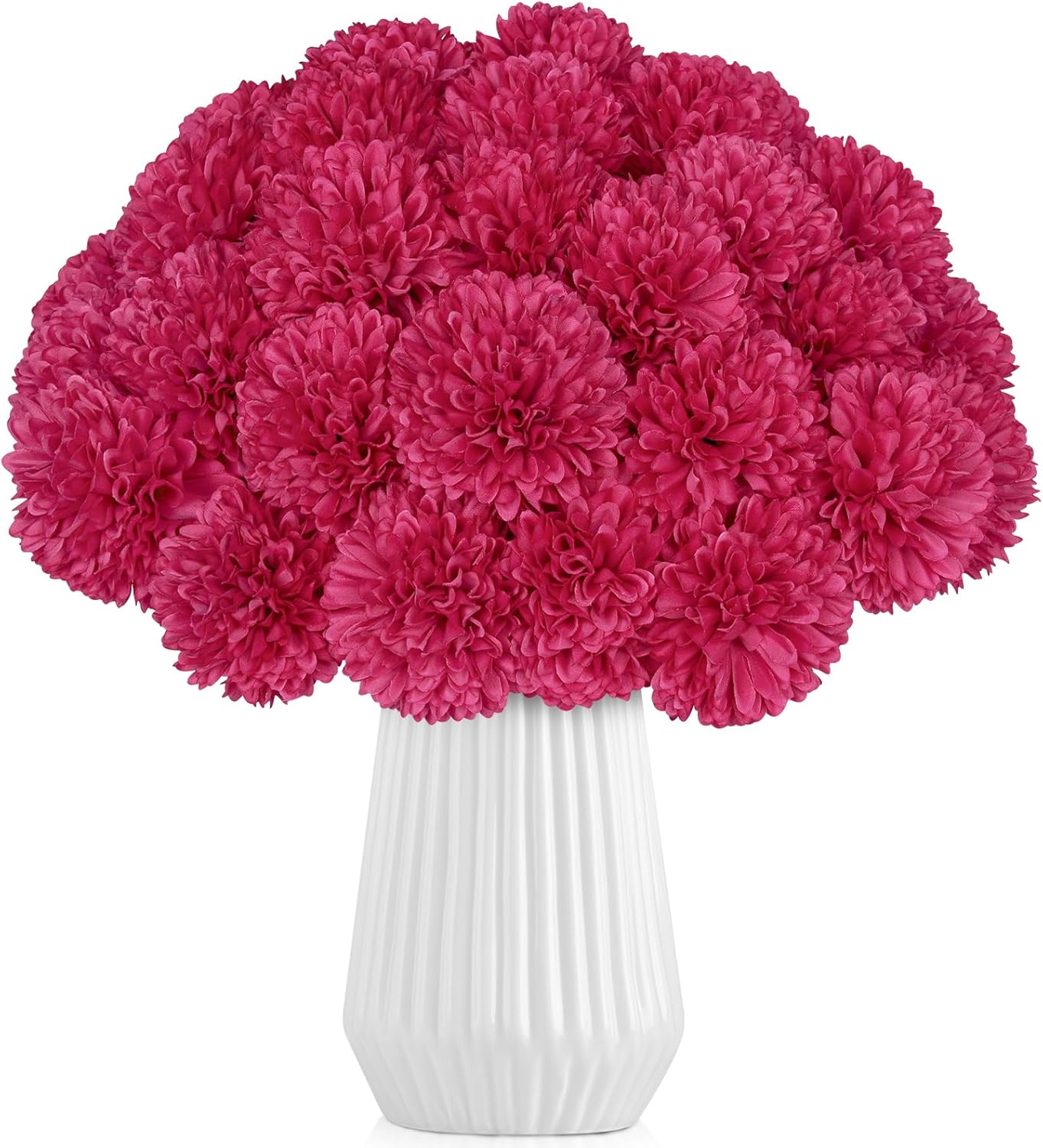 36 Pcs Artificial Chrysanthemums Flowers Hot Pink Flowers Fake Mums Silk Flowers for Christmas Wedding Floral Table Centerpiece Home Decor