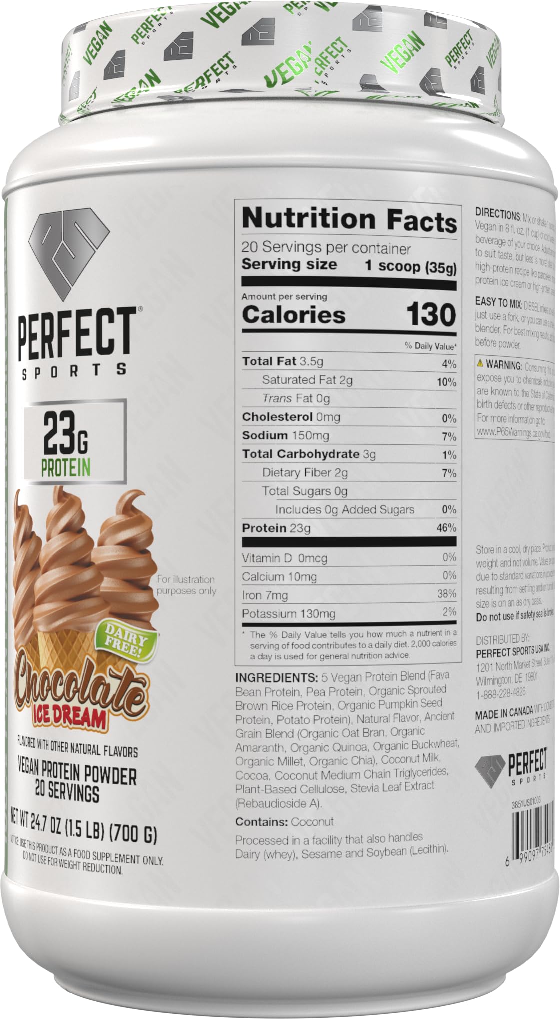 Perfect Sports Diesel Vegan 100% Plant-Based Protein (700g) Sueño