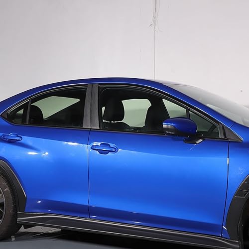 Miniatura 8 de Calcomanía negra de fibra de carbono con textura de pilar central, compatible con Subaru WRX 2022 2023, adhesivo lateral de carrocería de automóvil,