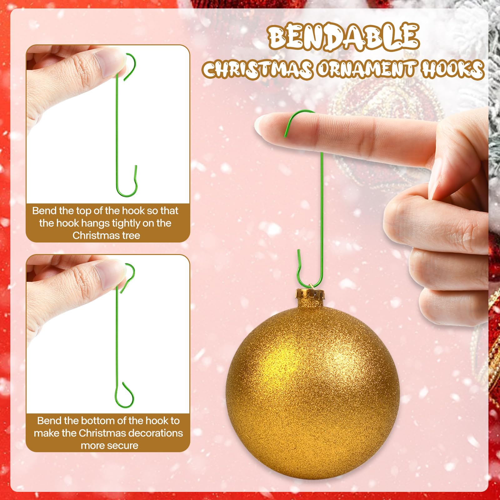 200pcs Attaches Boules De Noel, Crochet Boule De Noel En Argent, Crochets De Décoration D'Arbre De Noël Robustes, Accroche En S En Acier Inoxydable, Cintres Pour Boules De Sapin De Noël Avec