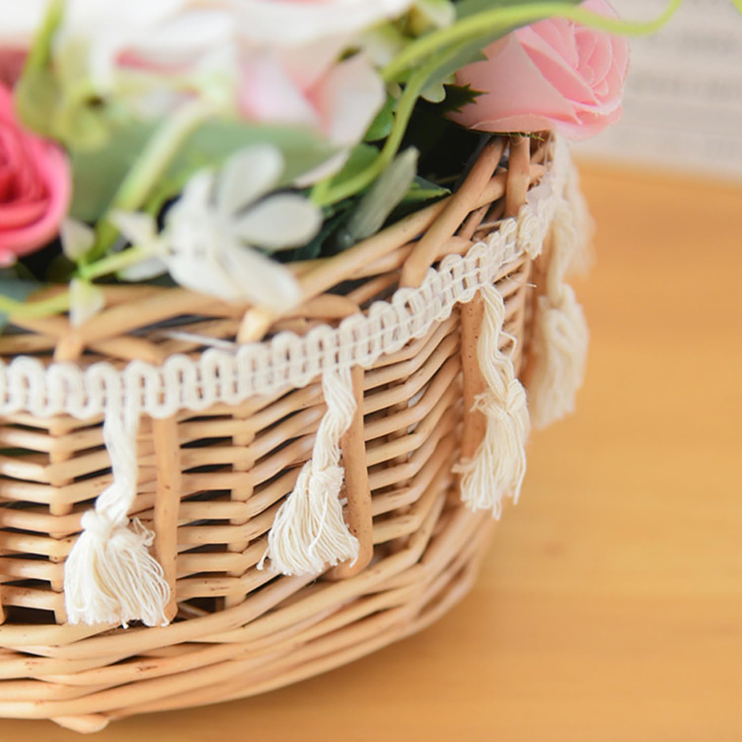 2 Piezas Cestas Pequeñas Mimbre Con Asa, Cesta Setas Mimbre, Cesta De Flores Secas, Cestas Tejidas Con Lazo, Cestitas De Pequeñas, Para Boda Ceremonia Fiesta, Decoración Del Jardín (C, Pequeño)