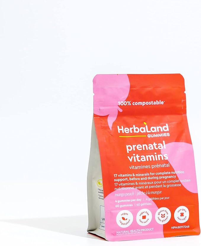 Herbaland Vegan Prenatal Gummies Contains 17 Vitamins & Minerals for