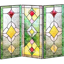 Mini Folding Screen, 3-Panel Acrylic Desktop Divider with Traditional Chinese Floral Landscape Painting