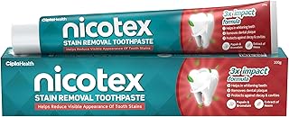 Nicotex Stain Removal Toothpaste | Teeth Whitening, Plaque Removal, Protection Against Decay And Cavities | Papain, Bromelain, Neem Extract, Meswak Extract | With Fluoride | Sls Free | 100G