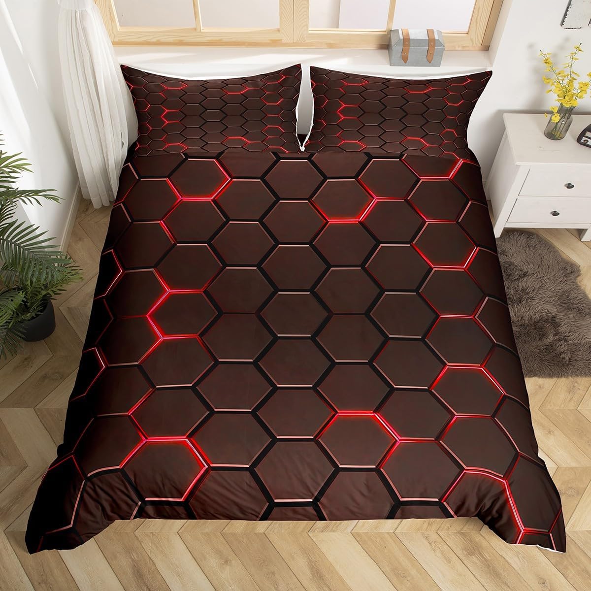 jejeloiu Strip Lines Bedding Duvet Cover Set Toddler Size Bedding Set for Kids Boys Girls Decor Green and Black Comforter Cover Set Geometric,No Comforter