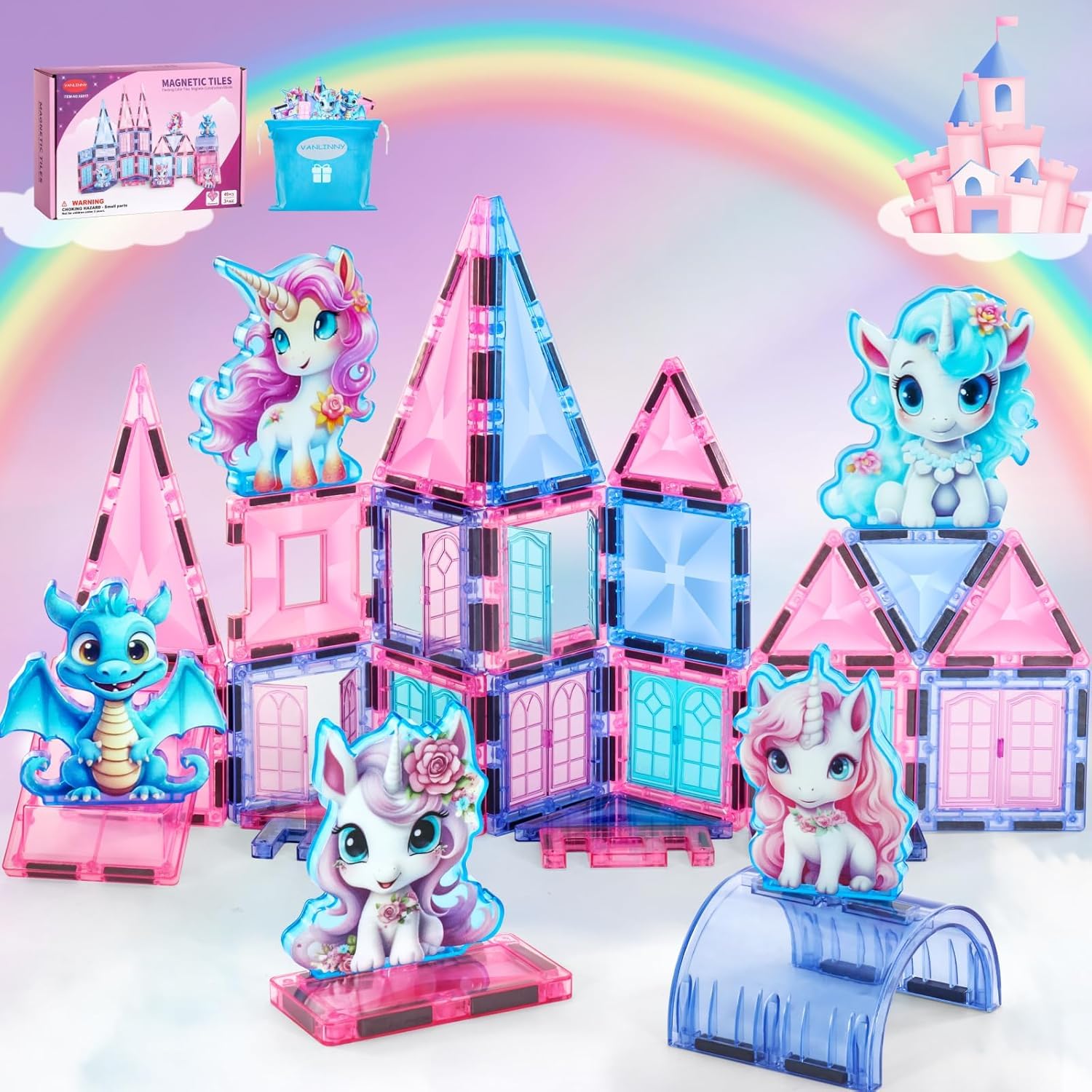 Amazon.com: Unicorn Magnetic Tiles 49pcs – Magical Unicorn Toys