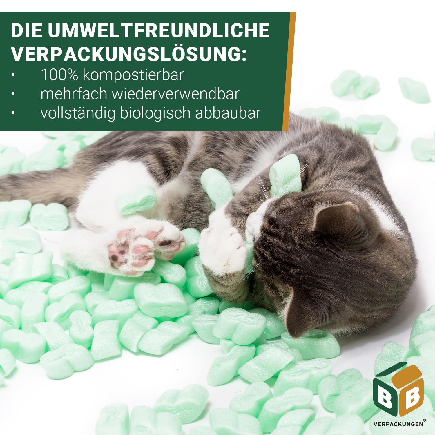 BB-Verpackungen 1x 300 Liter BIO-Verpackungschips SMALL (1 Beutel) | antistatisches Füllmaterial, leichte Polsterchips und 100% biologisch abbaubar