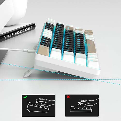 Miniatura 4 de MageGee MK-Box - Teclado mecánico portátil 60% para juegos, retroiluminación LED, compacto, 68 teclas, mini teclado de oficina con cable con