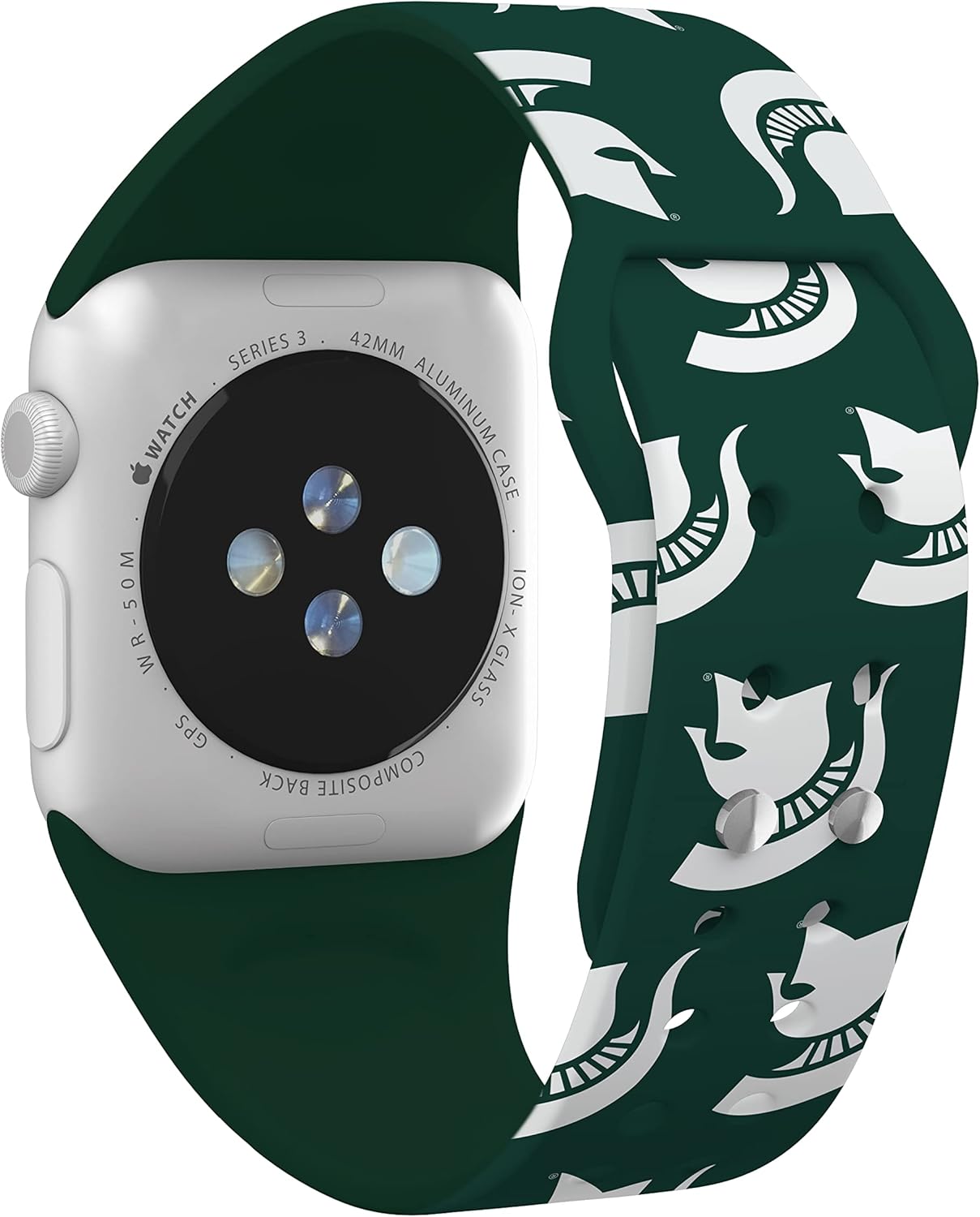AFFINITY BANDS Michigan State Spartans HD Combo Package Compatible with Apple Watch and AirPods Gen 1 & 2 (38/40/41mm (42mm Series 11) Long Repeating)