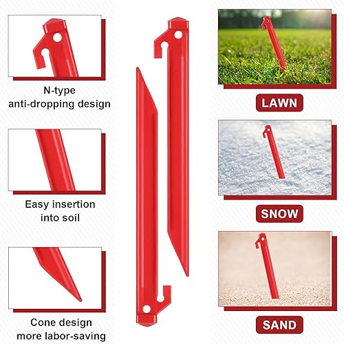 Miniatura 2 de Beeveer 100 estacas de Navidad para patio, 8.8 pulgadas, estacas inflables de plástico para anclaje, estacas de anclaje resistentes, estacas de