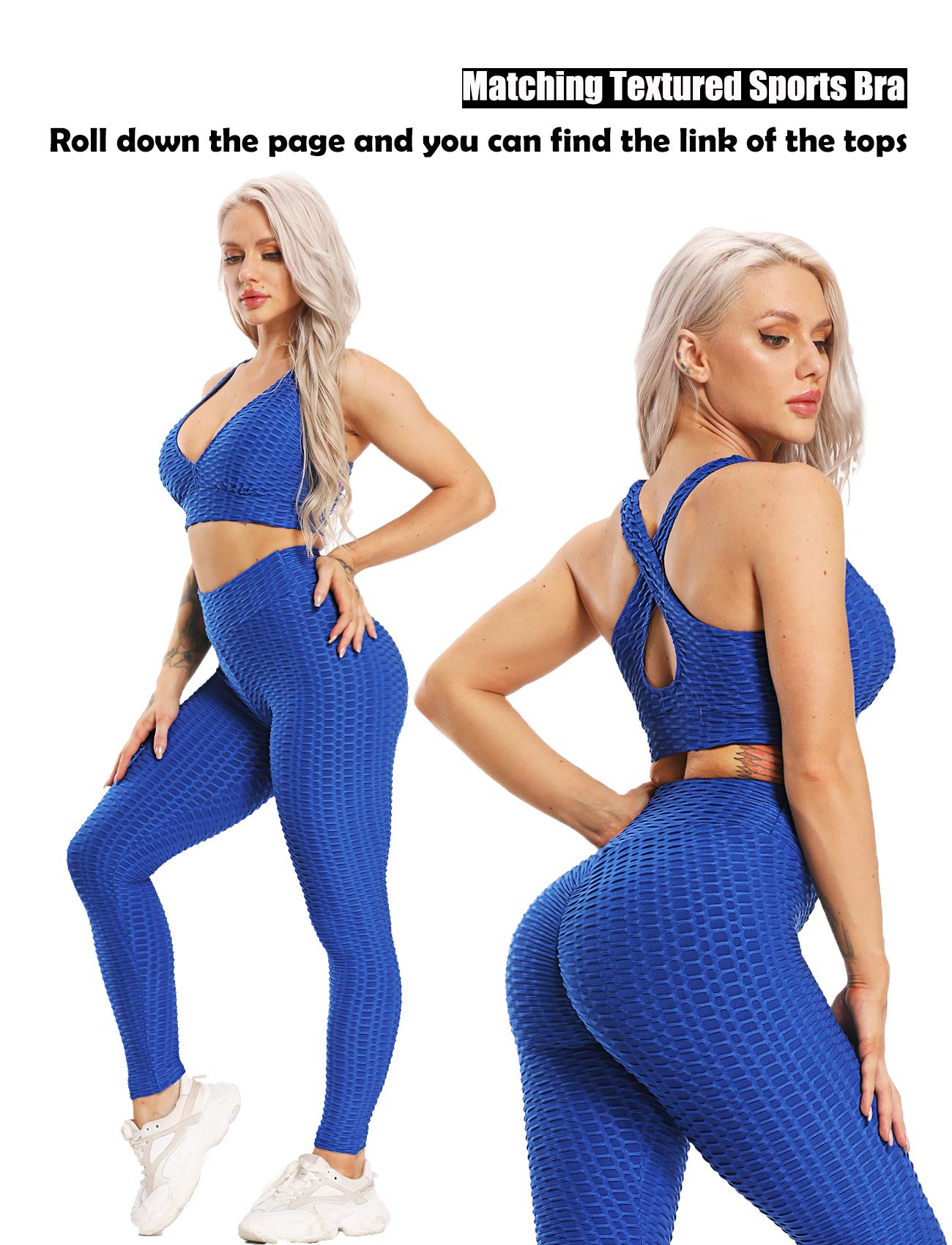 SEASUM Women High Waisted Workout Yoga Pants Butt Lifting Scrunch Booty Leggings Tummy Control Anti Cellulite Textured Tights