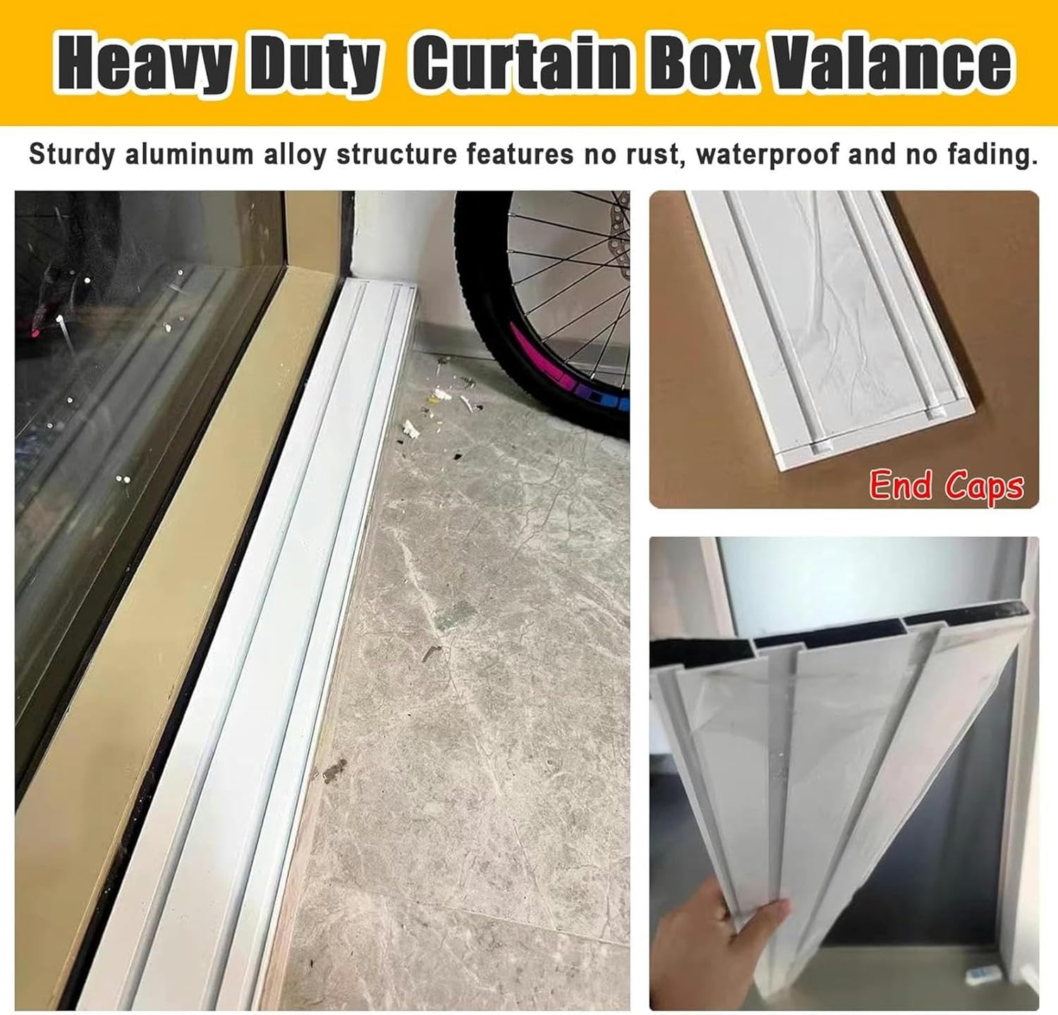 Blackout Curtain Pelmet Box No Track, White Ceiling Cornice Boards for Windows Sun Block, Aluminum Curtain Rod Box Cover for Living Room(10.5 CM,2m/6.6ft)