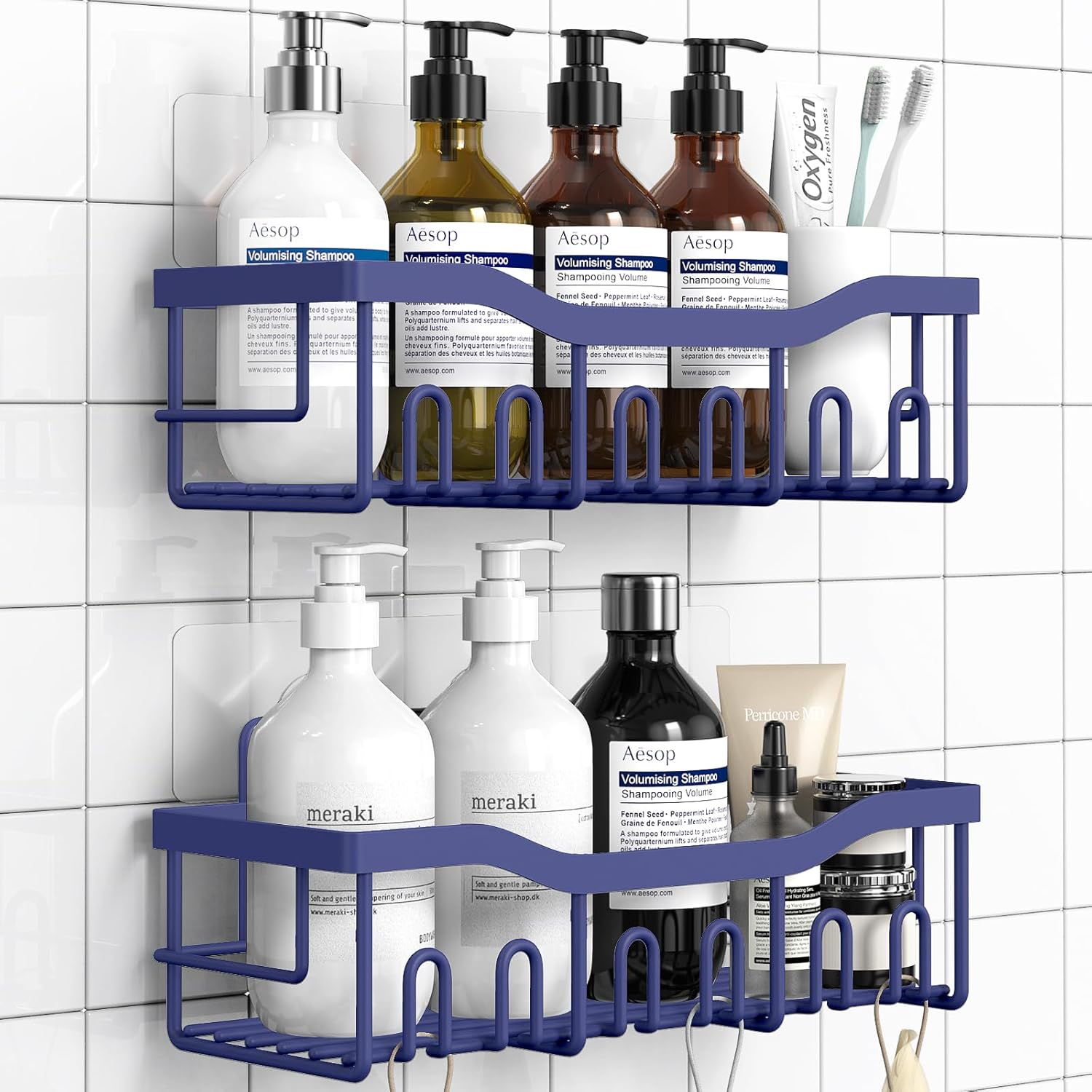 EUDELE 2 Pack Shower Caddy Adhesive Organizer for Bathroom Kitchen Storage No Drilling Rustproof Stainless Steel Shelf Organizer