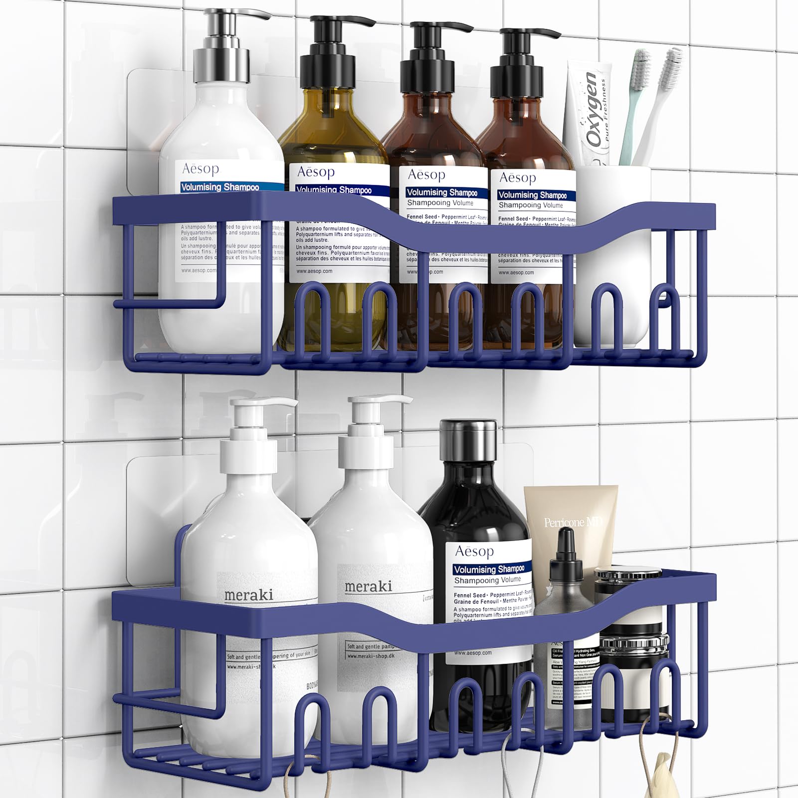 EUDELE 2 Pack Shower Caddy Adhesive Organizer for Bathroom Kitchen Storage No Drilling Rustproof Stainless Steel Shelf Organizer
