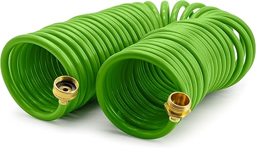 Miniatura 3 de Eternal Living Manguera de jardín de bobina de 50 pies con pulverizador de función de 7 patrones y conectores de latón, color verde