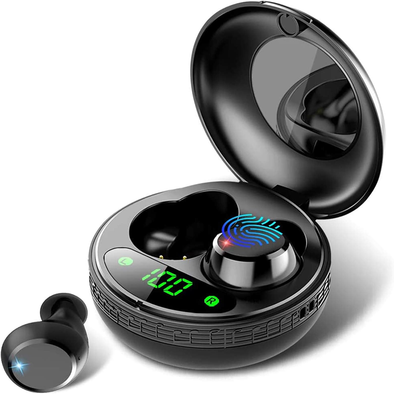 MuGo Wireless Earbuds, Bluetooth Headphones Wireless Earphones with Immersive Sound, Bluetooth 5.0 Headset with Mic, In Ear Headphones with Noise Cancelling, 25H Playtime Charging Case, IP7 Waterproof