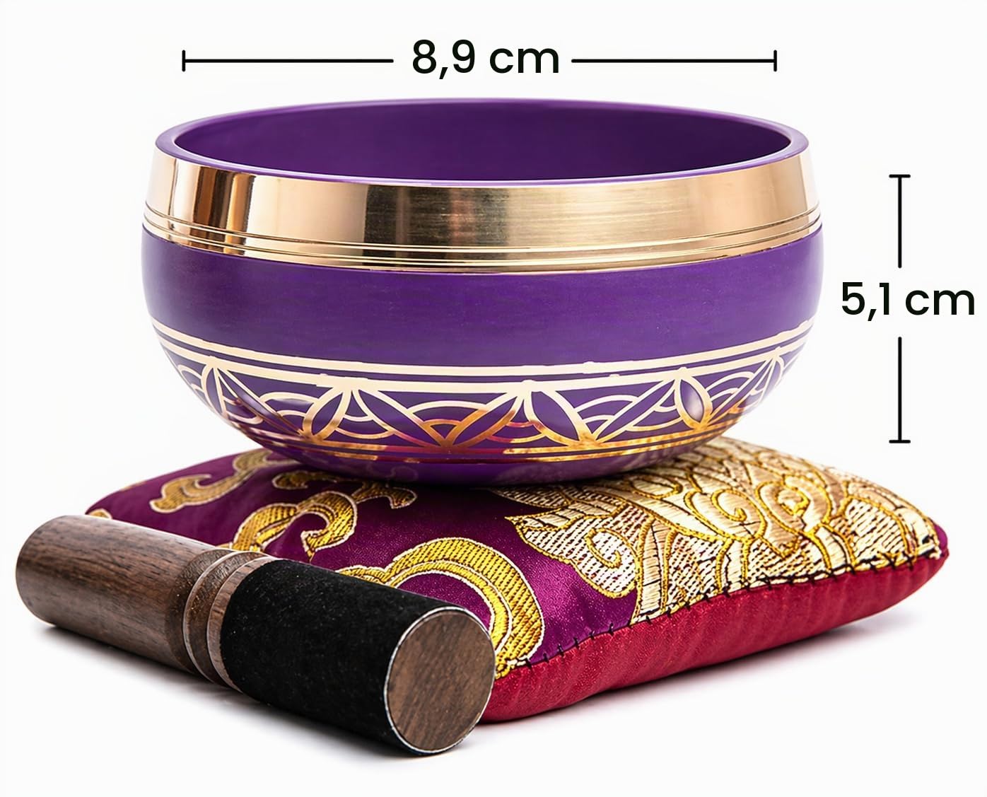 Himalaya Bazaar Ensemble bol chantant tibétain avec sac facile à jouer et authentique fabriqué à la main pour la méditation, son holistique 7 chakras (Violet/Magenta)