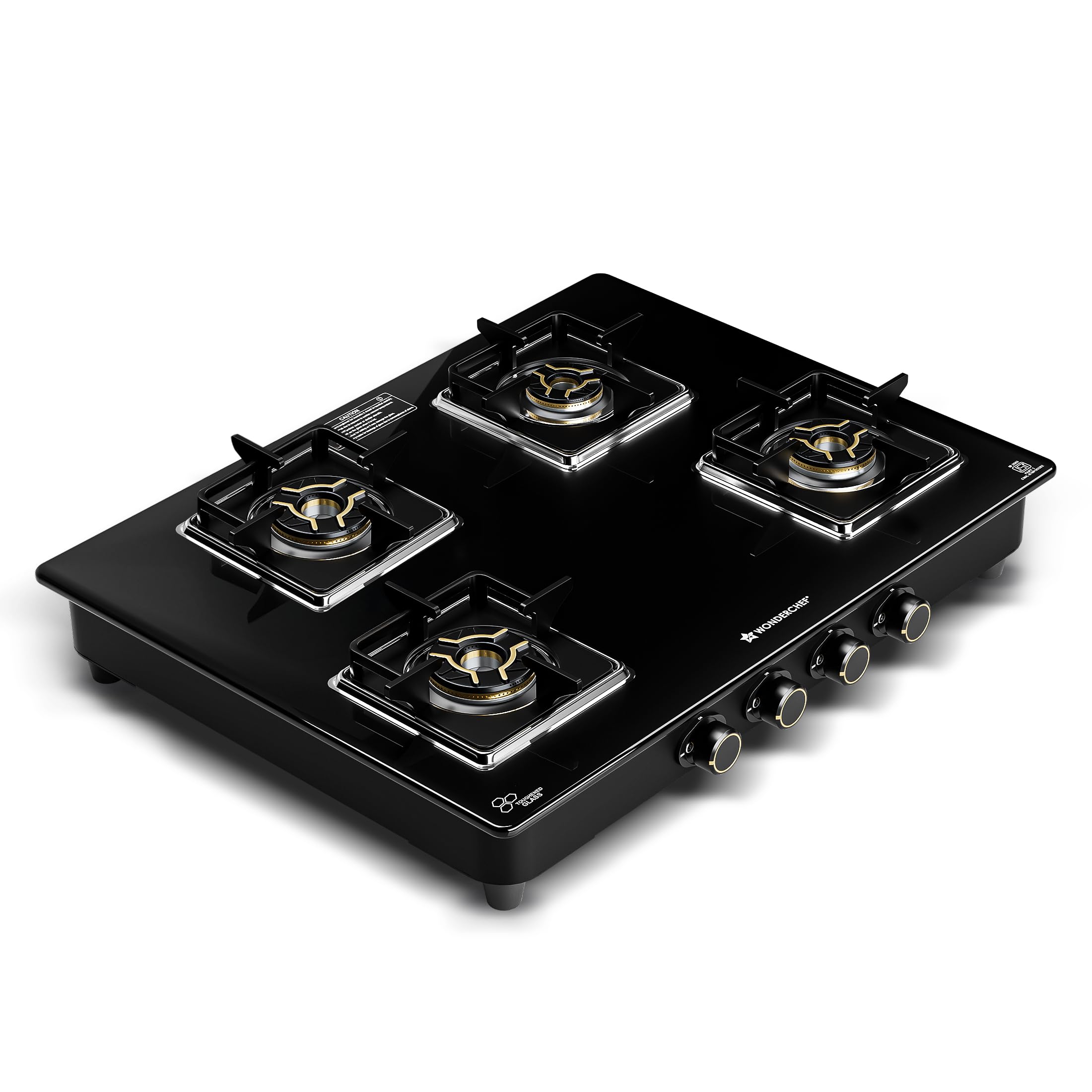 Wonderchef Royal 4 Brass Burner Cooktop, LPG Gas Stove for Kitchen, ISI-Approved 8mm Toughened Glass Surface, 3D Brass Burners, Pan-Support with Flame Guard, Spill-Proof Design, 2-Yr Warranty-image-28