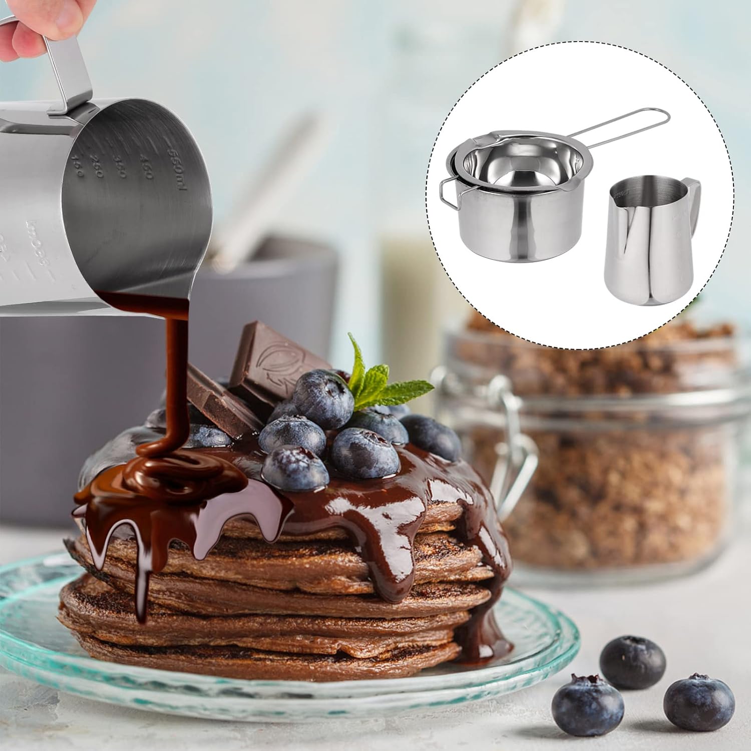 PRETYZOOM Stainless Steel Cheese Melting Pot Butter Melting Pot Camping Cookware