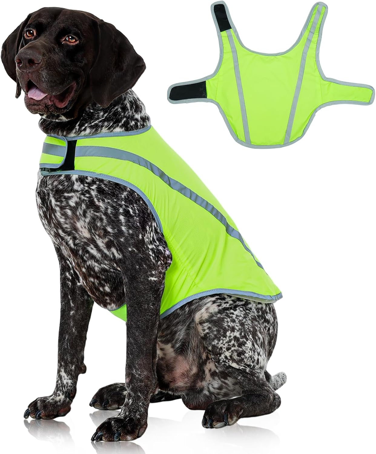 FUAMEY Dog Reflective Vest for Large Dogs,Dog Hunting Vest High-Visibility Dogs Safety Vest for Night Walking Water-Resistant Service Pet Gear Adjustable Outdoor Activities Neon Green XL