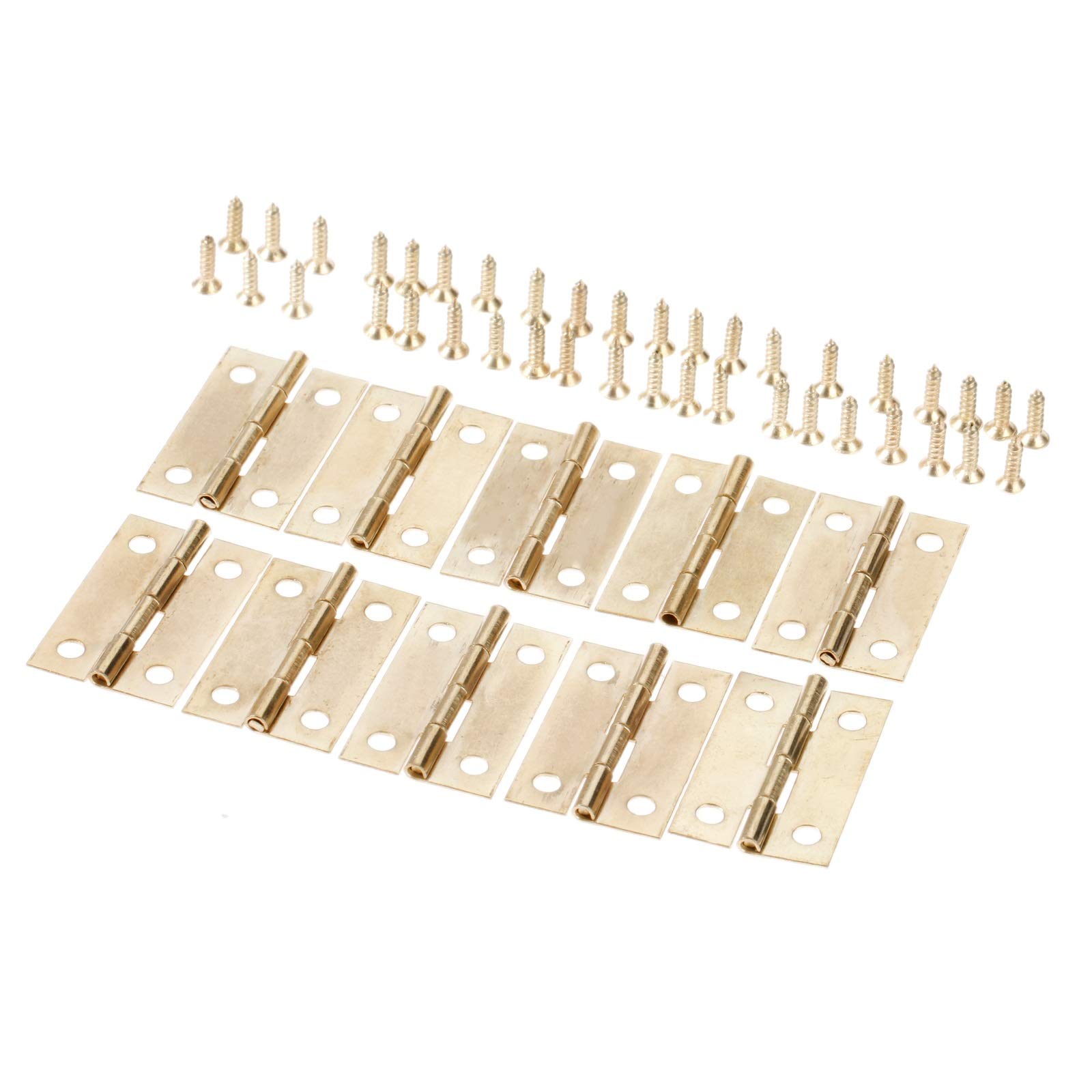 Zcdyghu Gold 10Pcs Antique Bronze/ Cabinet Door Butt Hinges With Screw 4 Holes Jewelry Boxes Decorative Home Hardware 30X18mm(Gold)