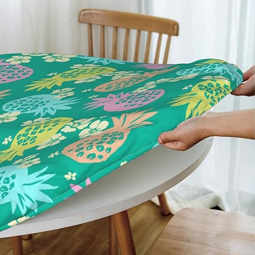 Miniatura 5 de Famame Pineapples - Mantel redondo ajustable con protector elástico, impermeable, a prueba de aceite, para mesa de cocina, cena, se adapta a 40-44